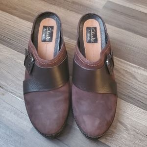 Clarks Brown and Black Mules